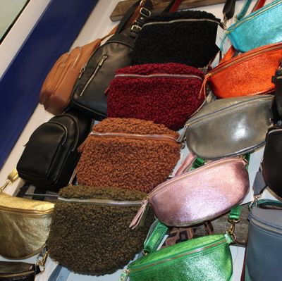 Sac banane en laine et cuir kaki