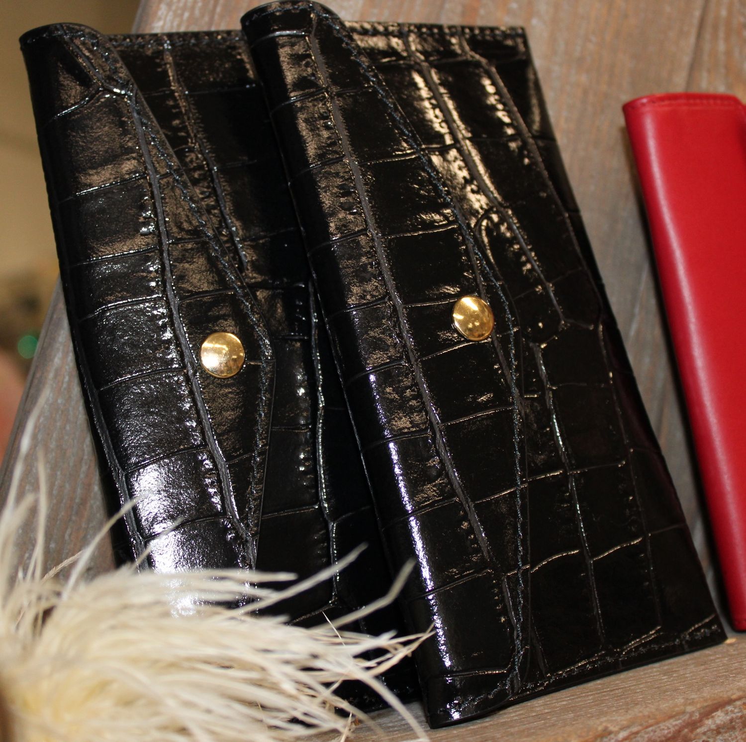 Porte carte en cuir noir