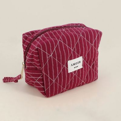 Trousse "AMOUR" en coton bordeaux