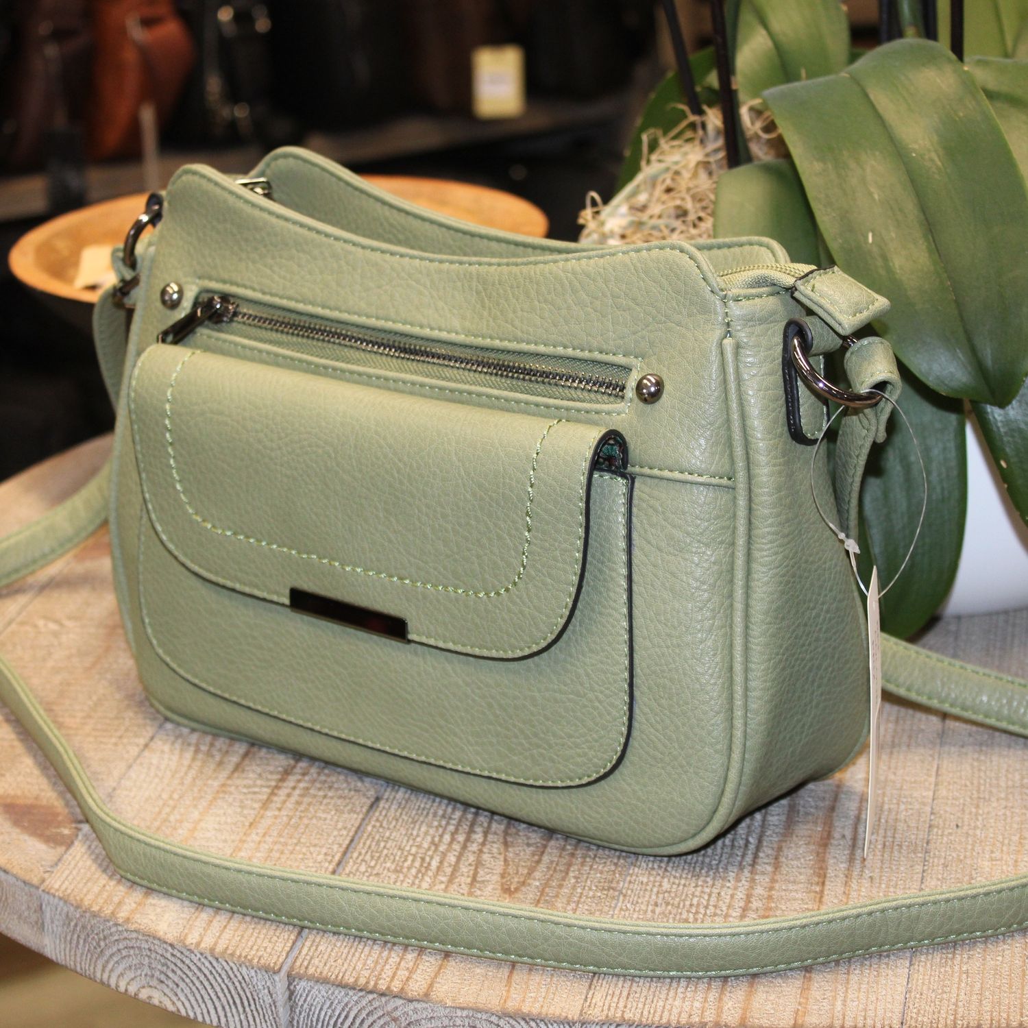 Sac multipoches vert amande