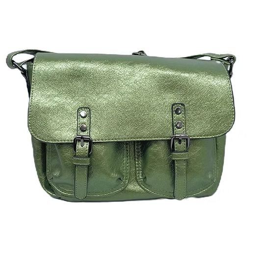 Sac bandoulière kaki métallisé (grand format)