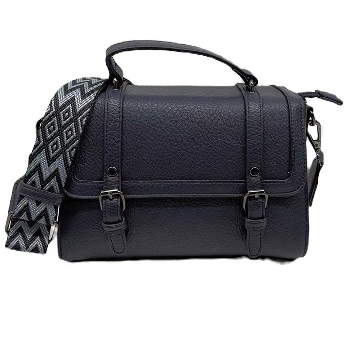 Sac bandoulière bleu à double attaches avec large bandoulière