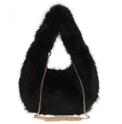 Sac épaule/bandoulière en fourrure synthétique noir