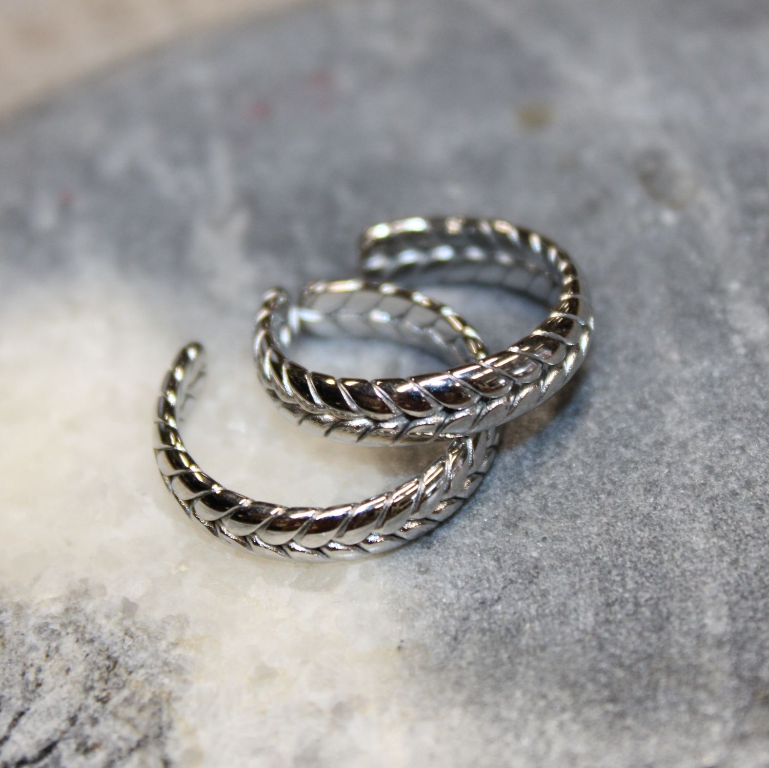 Bague réglable en acier effet épi