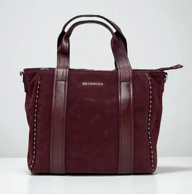 Sac à main/bandoulière en similicuir bordeaux