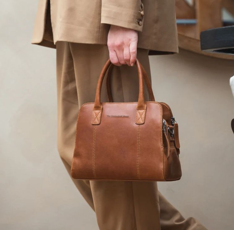 Sac à main EZRA en cuir cognac