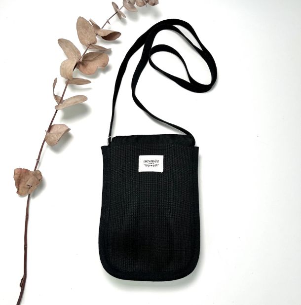 Pochette pour téléphone en textile noir