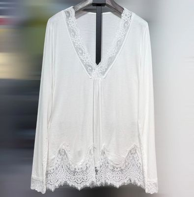 Tunique évasé avec détails en dentelles - Blanc