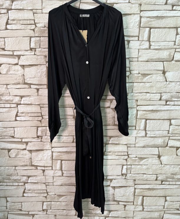 Longue robe élégante en viscose et soie - Noir