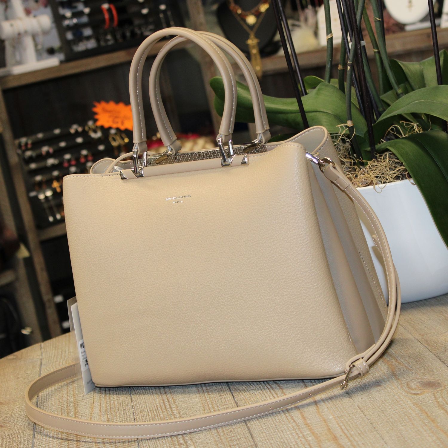 Sac à main cabas soufflet - Taupe