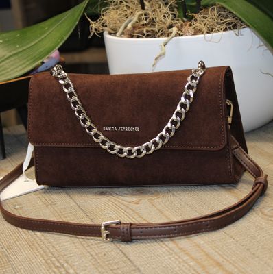 Sac épaule/bandoulière en daim synthétique - Marron Foncé