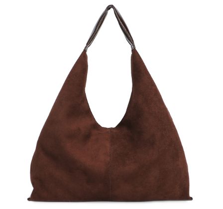 Sac épaule souple avec pochette assortie - Marron Foncé