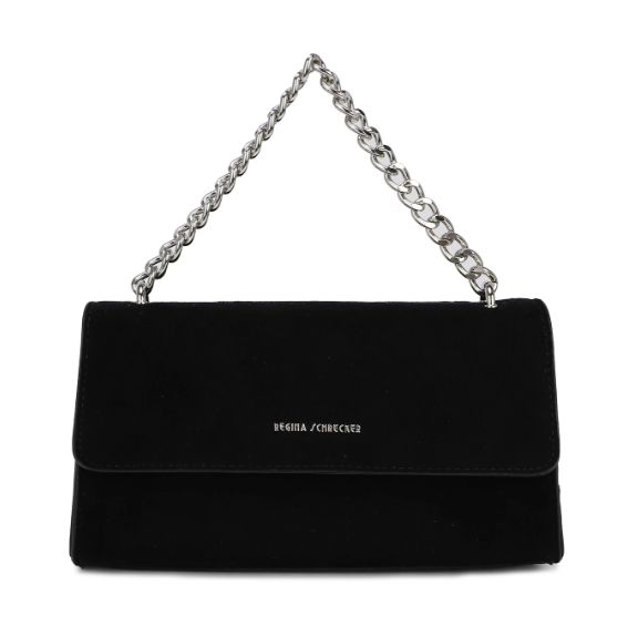 Sac épaule/bandoulière en daim synthétique - Noir