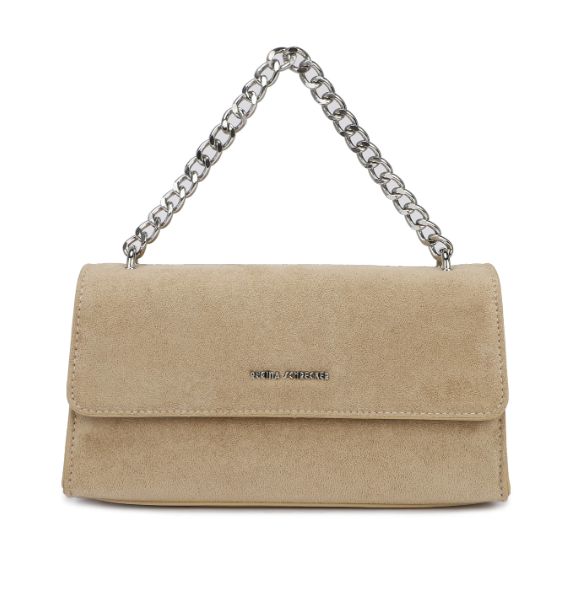 Sac épaule/bandoulière en daim synthétique - Beige