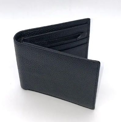 Portefeuille en cuir de vachette noir