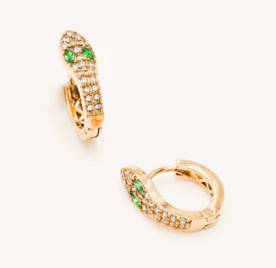 Boucles serpent en acier doré et oxydes de zirconium