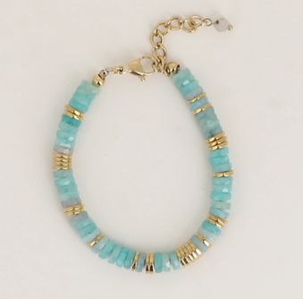 Bracelet en acier et pierres naturelles - Turquoise