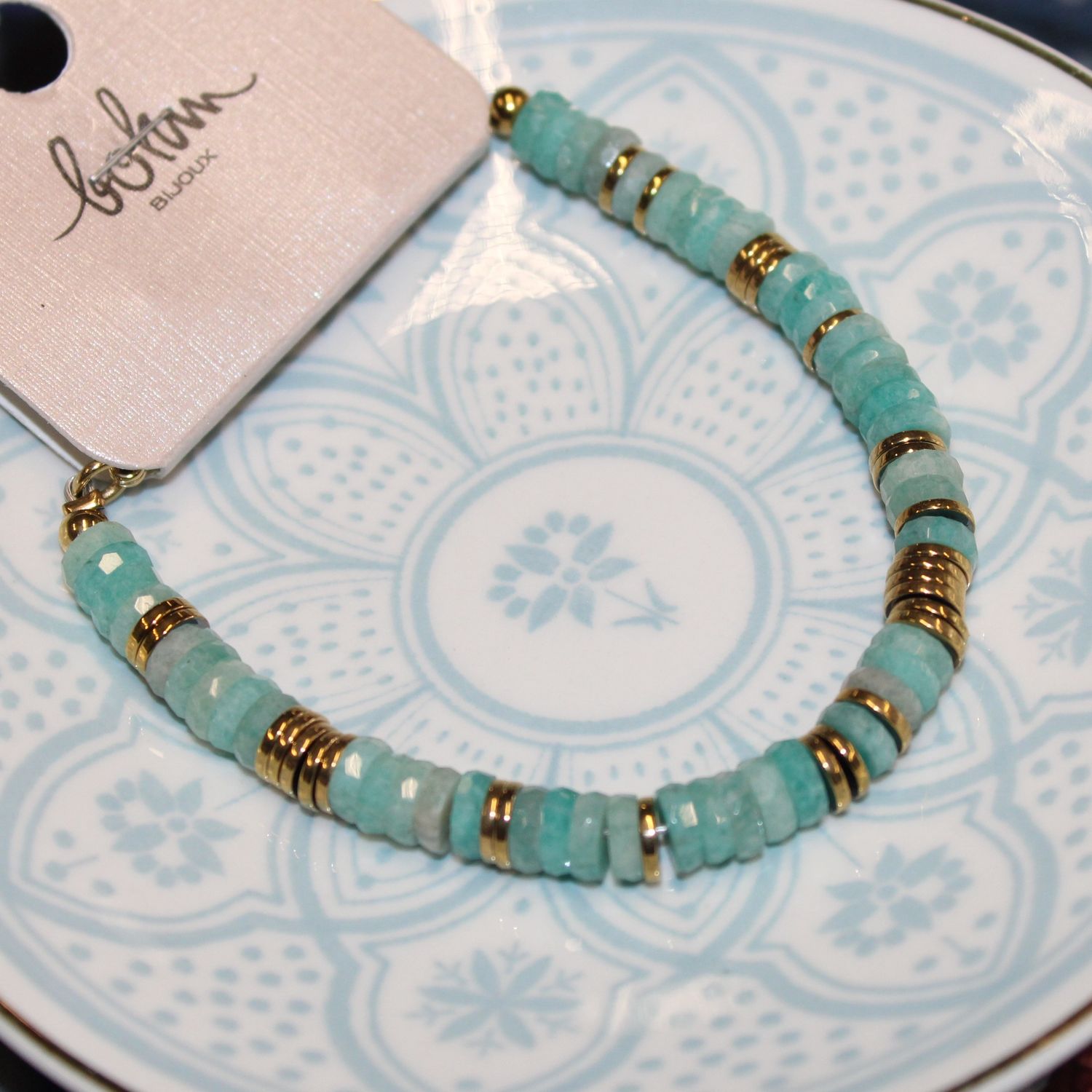 Bracelet en acier et pierres naturelles - Turquoise