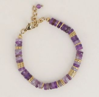 Bracelet en acier et pierres naturelles - Violet