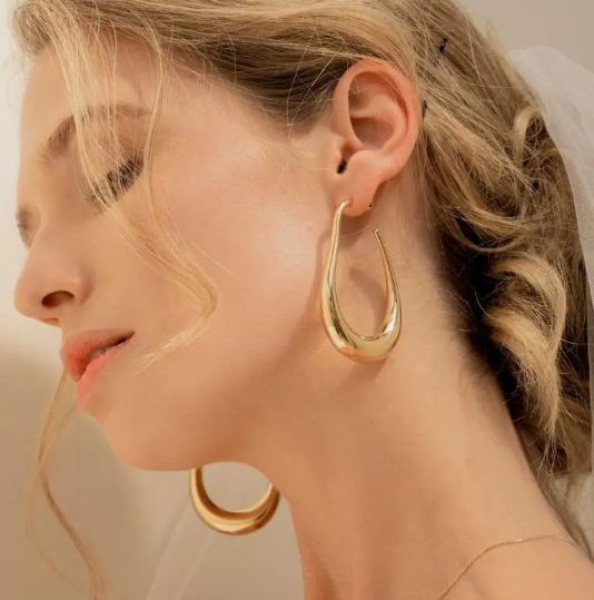 Grandes créoles en acier doré