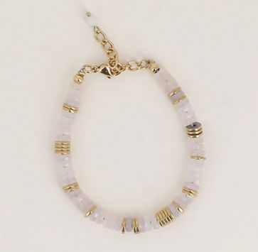 Bracelet en acier et pierres naturelles - Rose