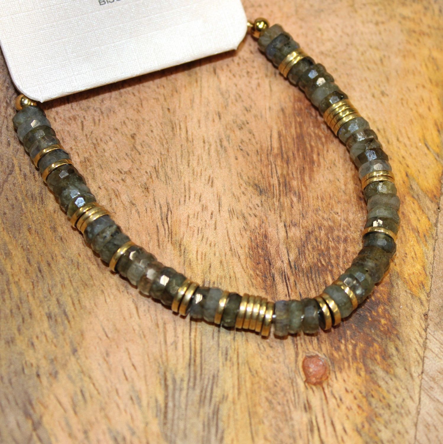 Bracelet en acier et pierres naturelles - Gris