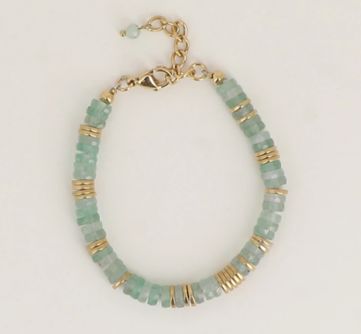 Bracelet en acier et pierres naturelles - Vert