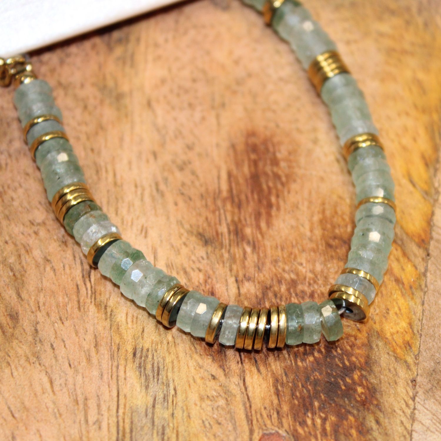 Bracelet en acier et pierres naturelles - Vert