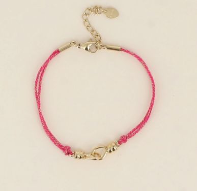 Bracelet cordon avec acier doré - Fuchsia