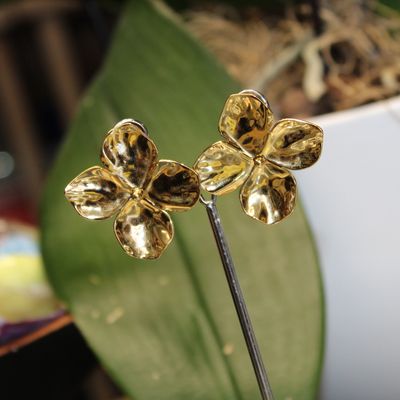 Boucles fleur en acier doré