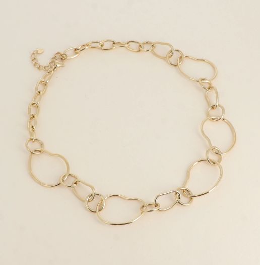 Chaine d'anneaux alternés en acier doré