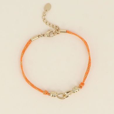 Bracelet cordon avec acier doré - Orange