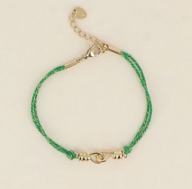 Bracelet cordon avec acier doré - Vert