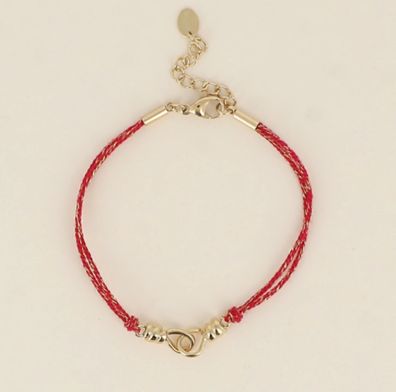 Bracelet cordon avec acier doré - Rouge