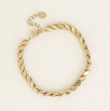 Bracelet en mailles épis en acier doré