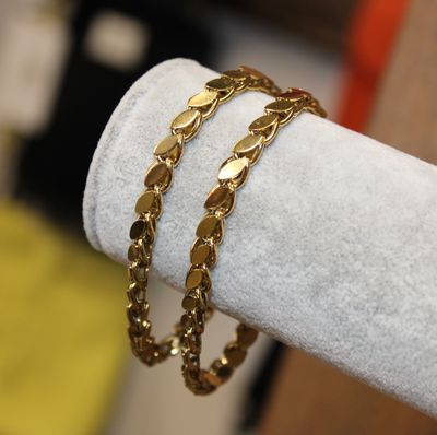 Bracelet en mailles épis en acier doré