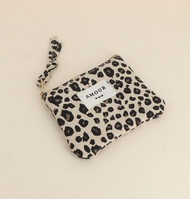 Porte-monnaie en coton à imprimé Guépard