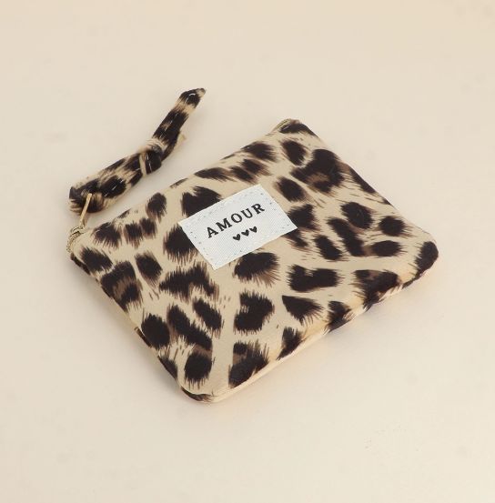 Porte-monnaie en coton à imprimé léopard