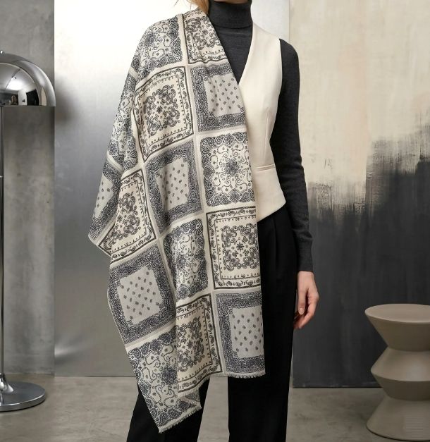 Foulard à imprimés - Taupe