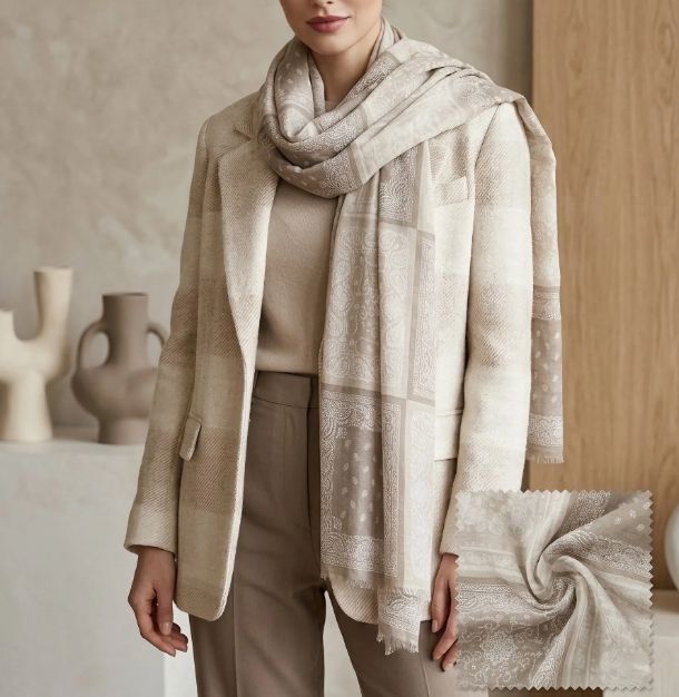 Foulard à imprimés - Blanc