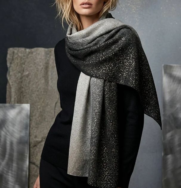 Foulard dégradé avec dorures - Noir