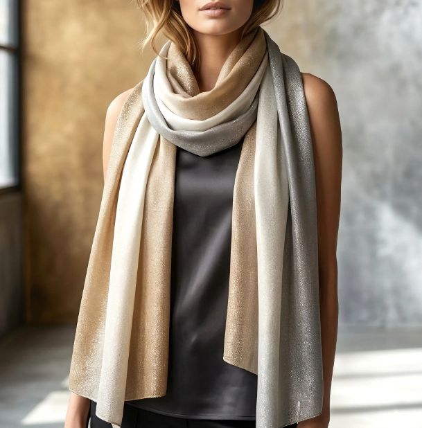 Foulard dégradé avec dorures - Taupe