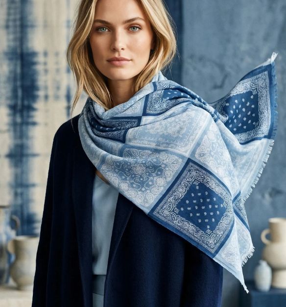 Foulard à imprimés - Bleu