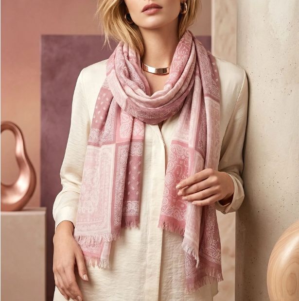 Foulard à imprimés - Rose