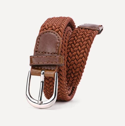 Ceinture élastique tressée mixte - Cognac