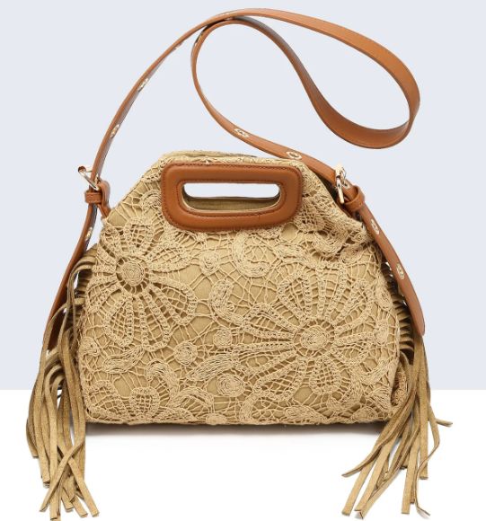 Sac en textile crocheté - Cognac