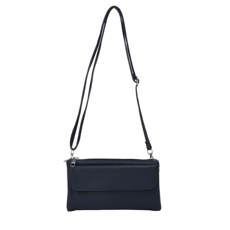 Sac pochette bandoulière en similicuir - Bleu marine