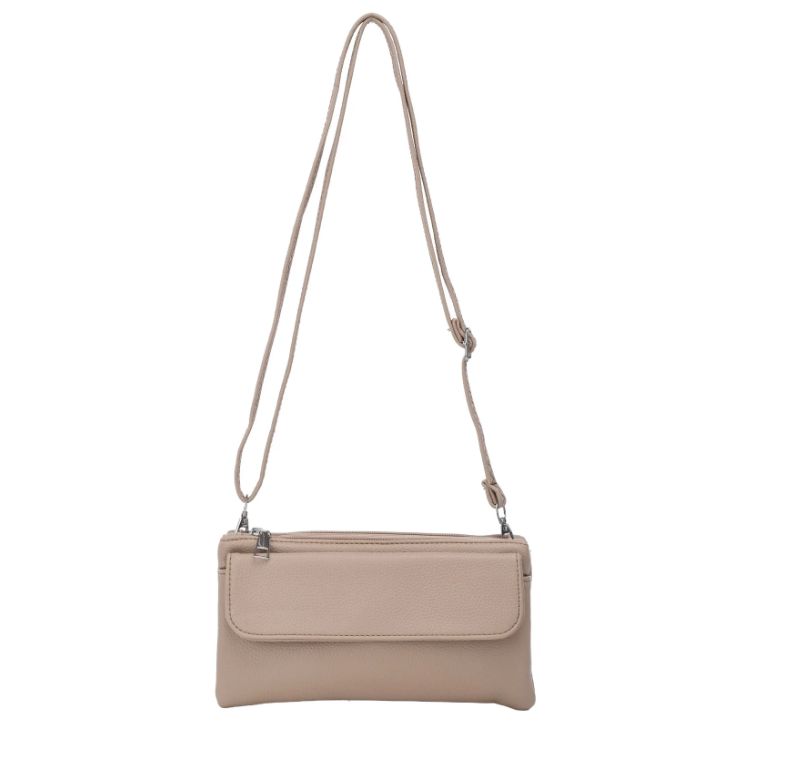 Sac pochette bandoulière en similicuir - Beige