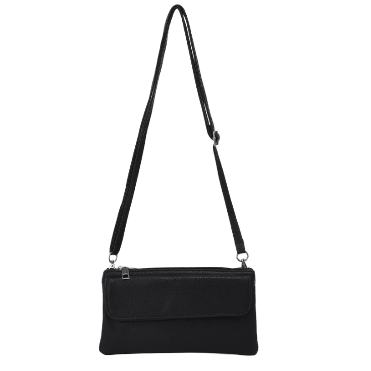 Sac pochette bandoulière en similicuir - Noir
