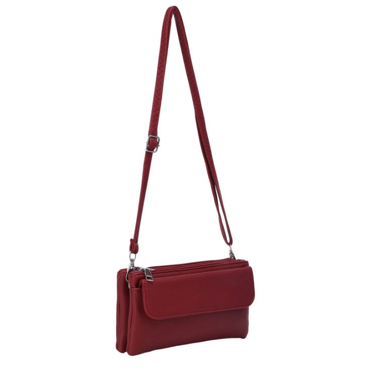 Sac pochette bandoulière en similicuir - Bordeaux